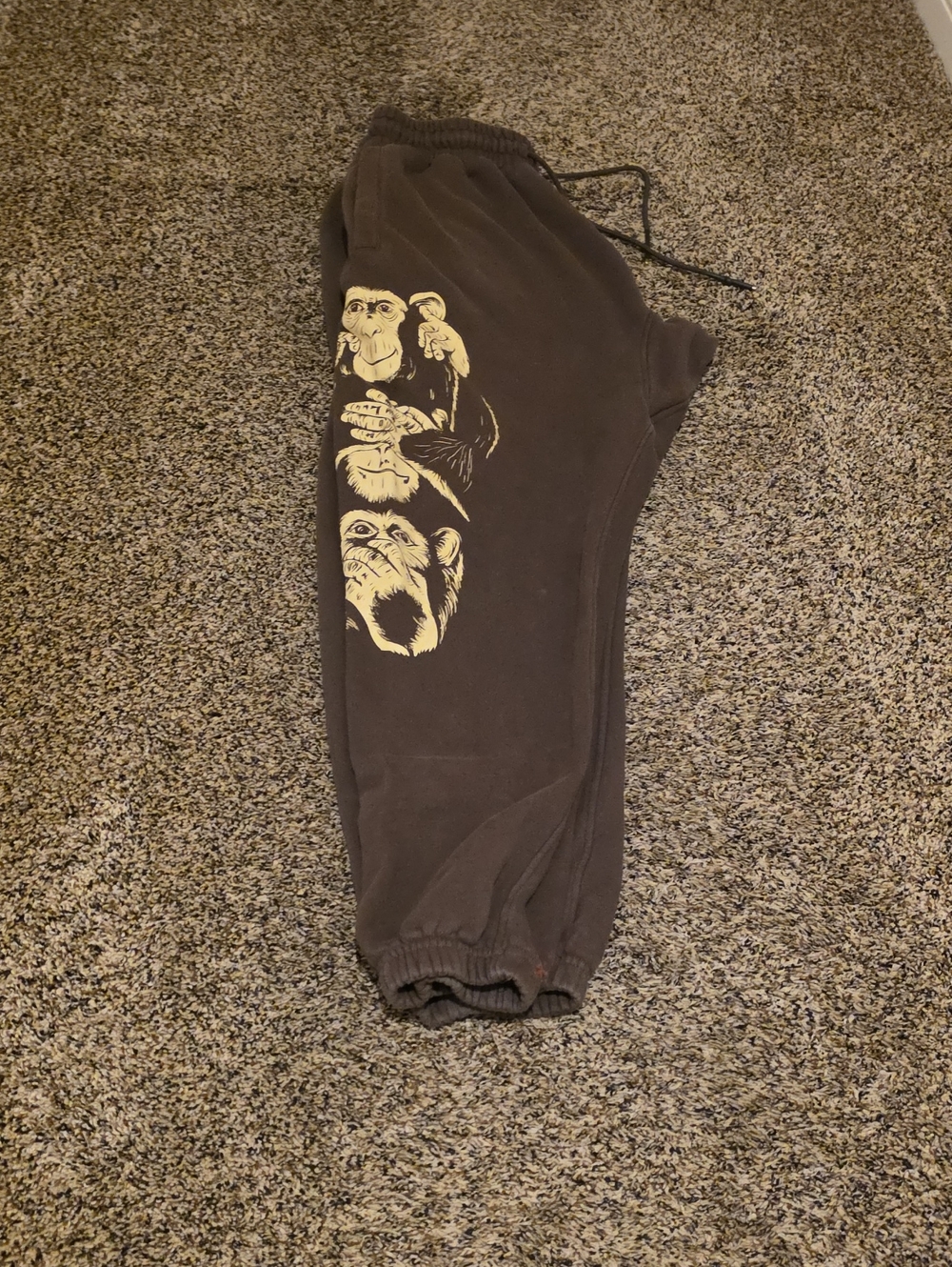YoungLA Black Sweatpants with Monkey Graphic
